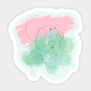 Pastel Abstract Line Watercolor Sticker